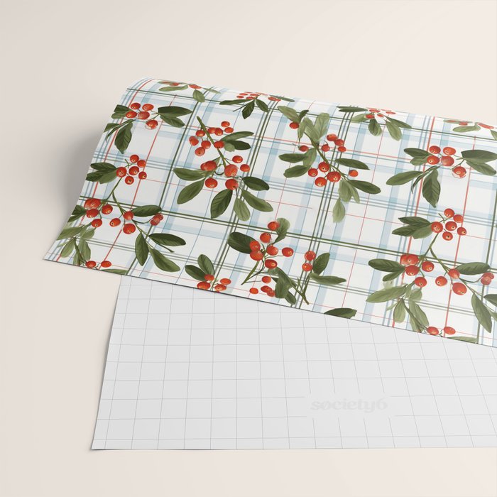 Festive Berries on Tartan Wrapping Paper Gallery Image 2
