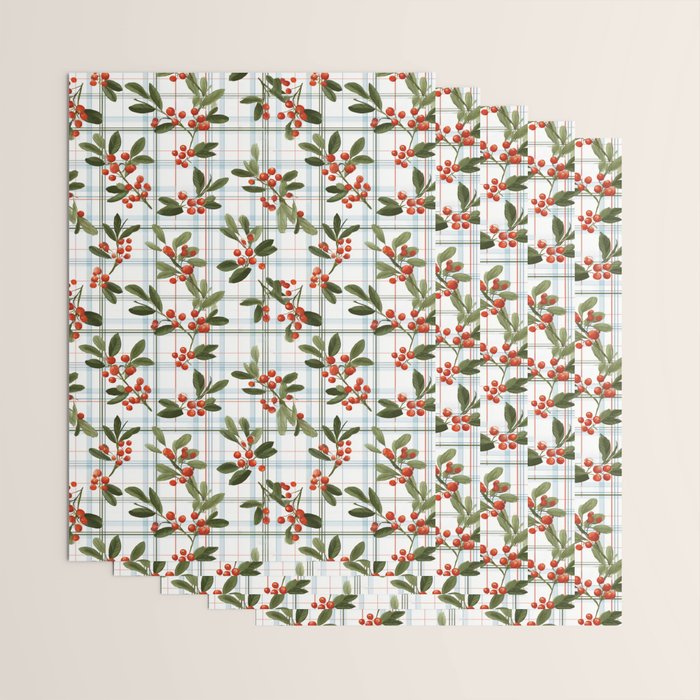 Festive Berries on Tartan Wrapping Paper Gallery Image 3