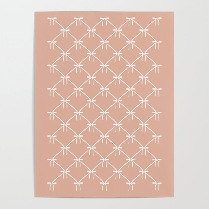 Bows & Ribbons Pattern XLVI Peach Pink Poster Gallery Image 1
