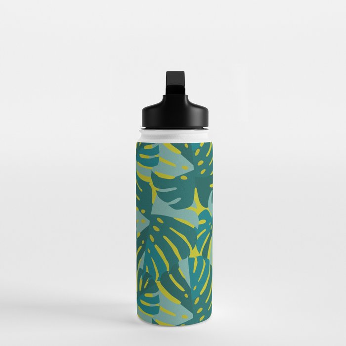 Monstera Leaves in Teal Water Bottle Gallery Image 3