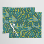 Monstera Leaves in Teal Placemat Gallery Image 1