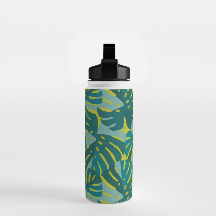 Monstera Leaves in Teal Water Bottle Gallery Image 2