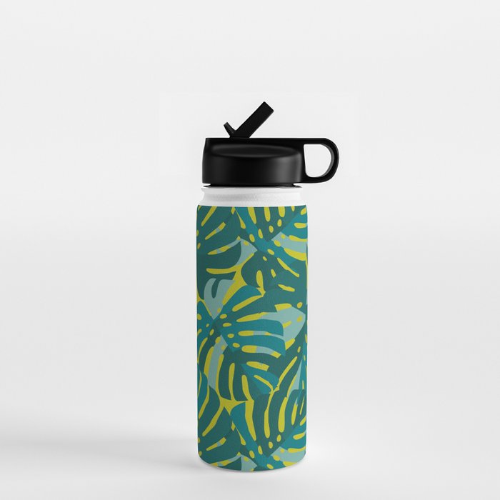 Monstera Leaves in Teal Water Bottle Gallery Image 1