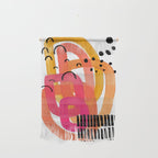 Modern Mid Century Fun Colorful Abstract Minimalist Painting Ombre Yellow Magenta Infinity Circles Wall Hanging Gallery Image 1