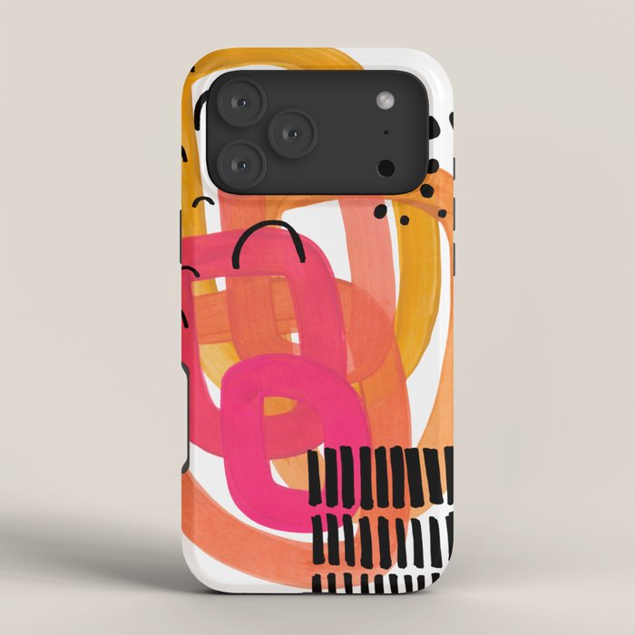 Modern Mid Century Fun Colorful Abstract Minimalist Painting Ombre Yellow Magenta Infinity Circles iPhone Case Gallery Image 4