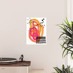 Modern Mid Century Fun Colorful Abstract Minimalist Painting Ombre Yellow Magenta Infinity Circles Poster Gallery Image 2