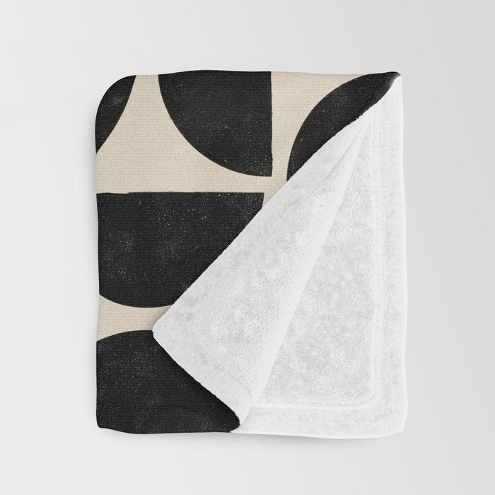 Half Moons in Black + Cream Throw Blanket Gallery Image 3