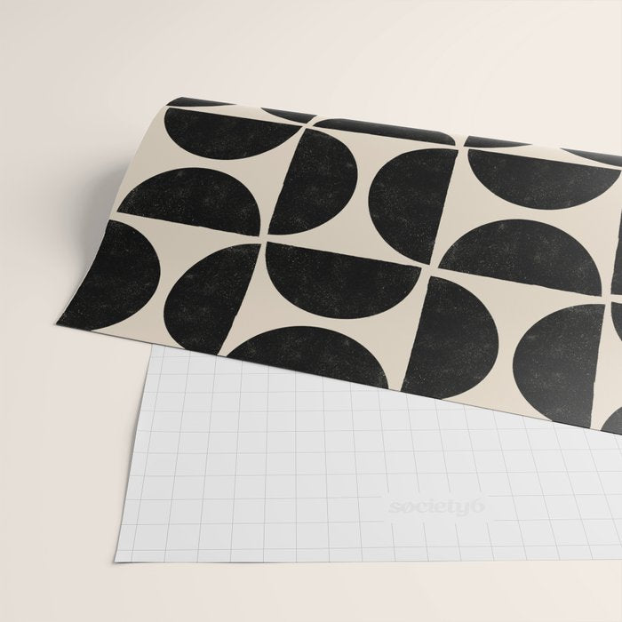 Half Moons in Black + Cream Wrapping Paper Gallery Image 2