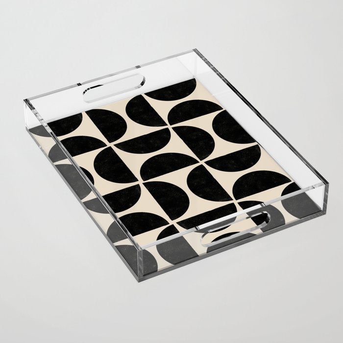 Half Moons in Black + Cream Acrylic Tray Gallery Image 1