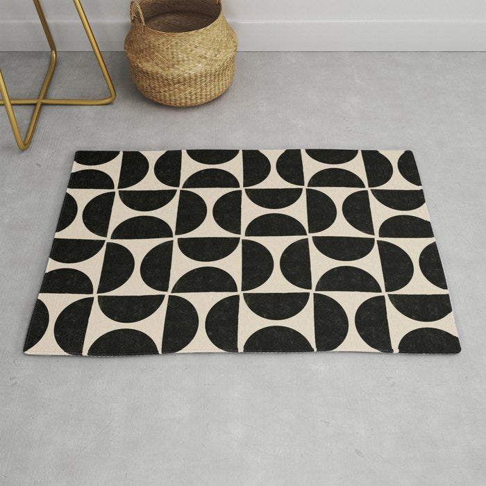 Half Moons in Black + Cream Rug Gallery Image 1