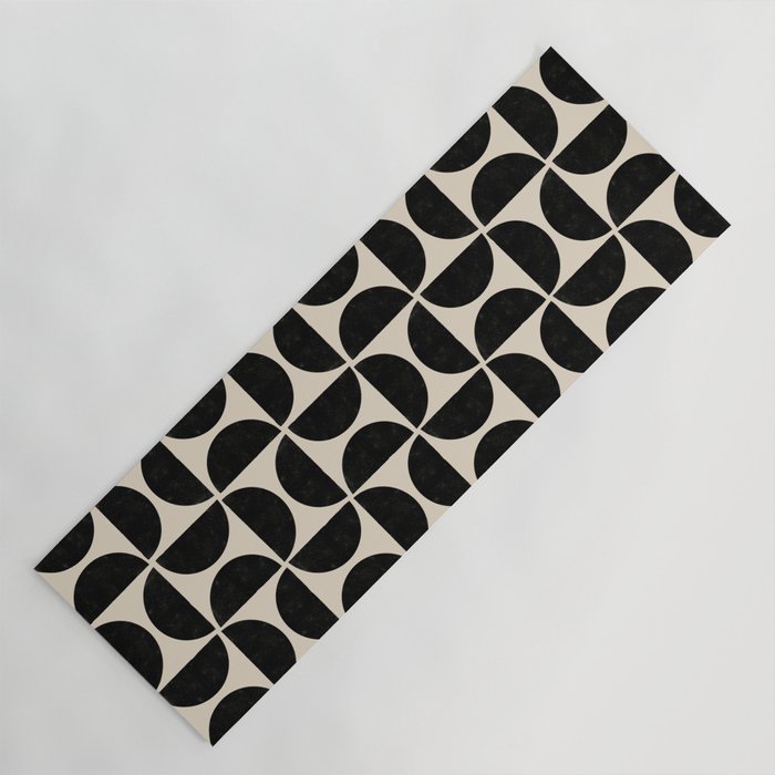 Half Moons in Black + Cream Yoga Mat Gallery Image 1