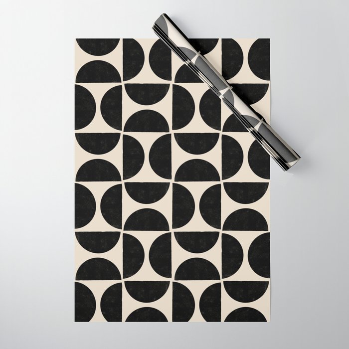 Half Moons in Black + Cream Wrapping Paper Gallery Image 1