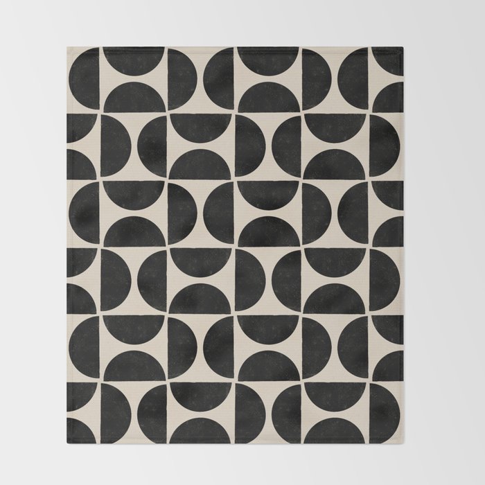 Half Moons in Black + Cream Throw Blanket Gallery Image 2