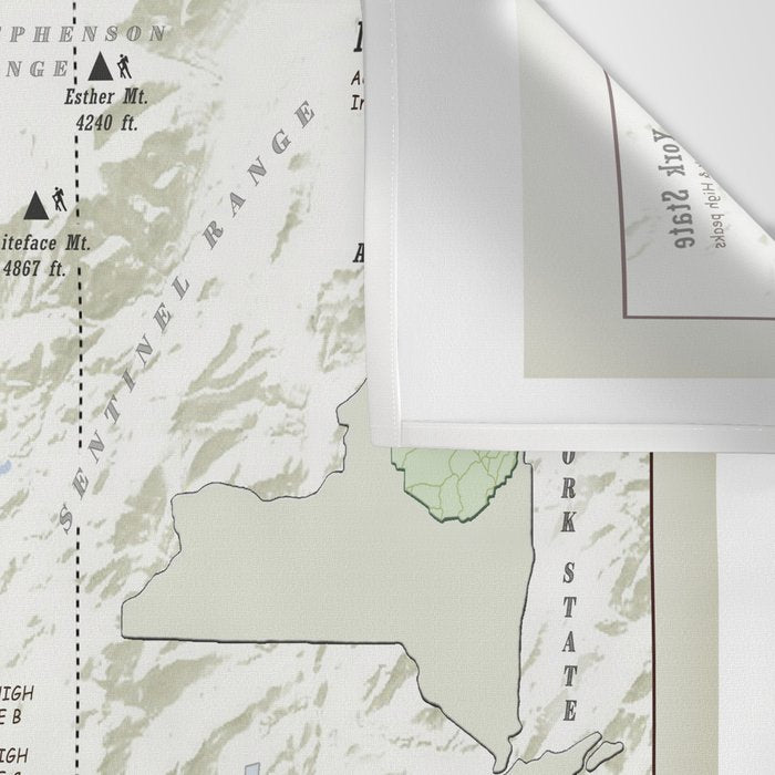New York's ADK 46er challenge (patch inspired) area map Wall Tapestry Gallery Image 3