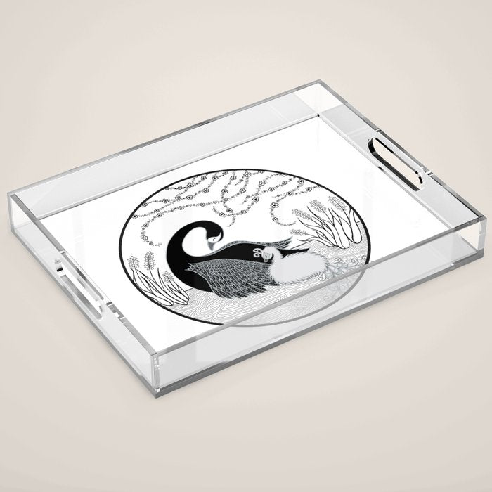 Black Swan and Moonlark Acrylic Tray Gallery Image 1