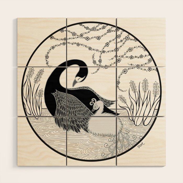Black Swan and Moonlark Wood Wall Art Gallery Image 1