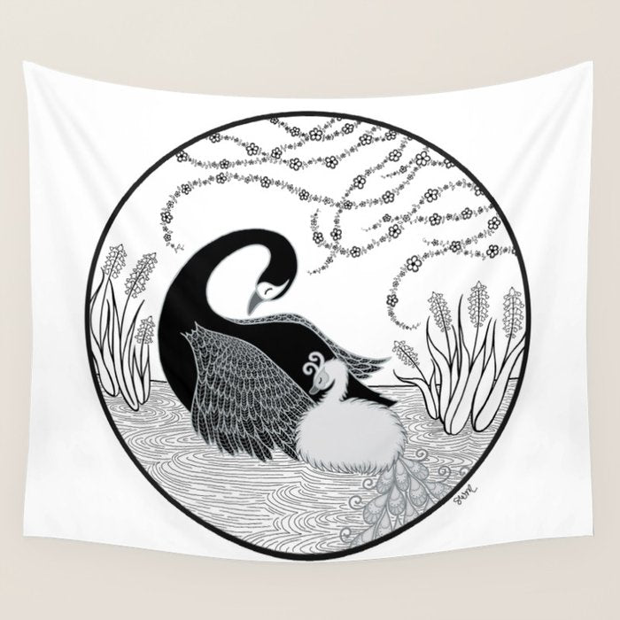 Black Swan and Moonlark Wall Tapestry Gallery Image 4