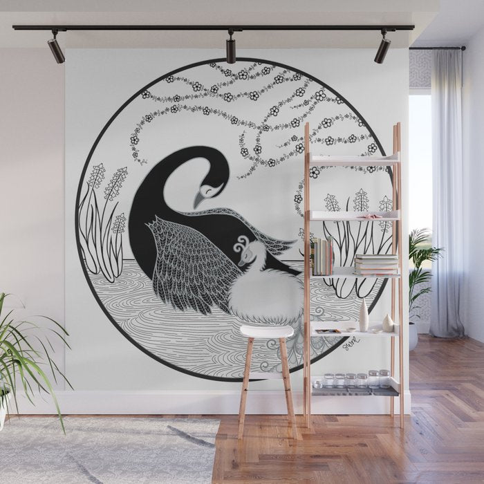 Black Swan and Moonlark Wall Mural Gallery Image 1