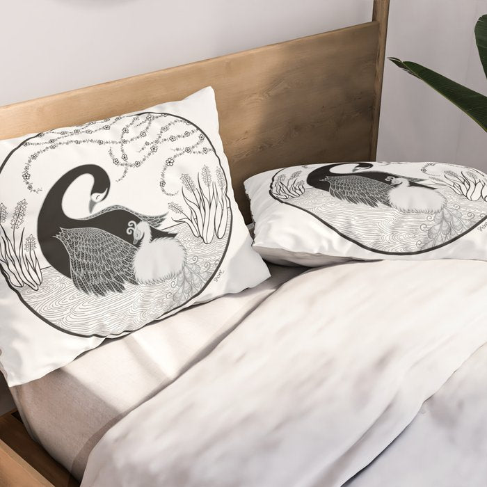 Black Swan and Moonlark Pillow Sham Gallery Image 2