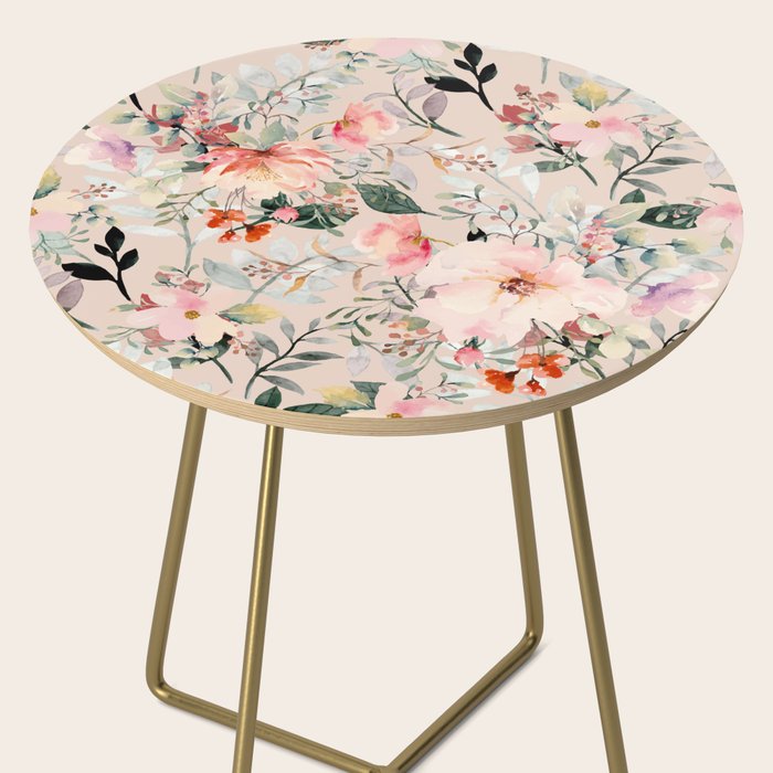 Cottagecore Summer Watercolor Floral Prints Side Table Gallery Image 2