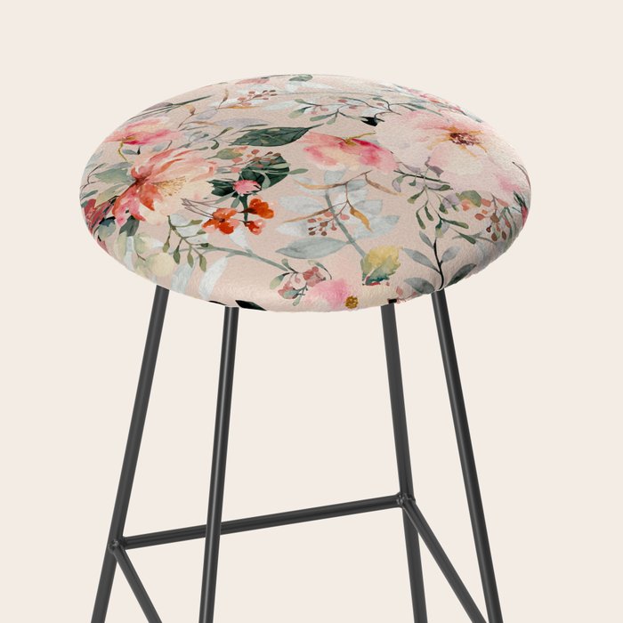 Cottagecore Summer Watercolor Floral Prints Stool Gallery Image 2