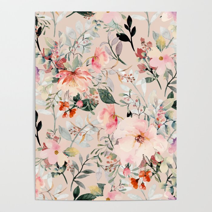 Cottagecore Summer Watercolor Floral Prints Poster Gallery Image 1