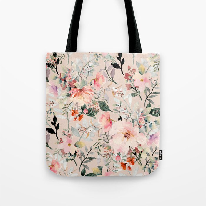 Cottagecore Summer Watercolor Floral Prints Tote Bag Gallery Image 1