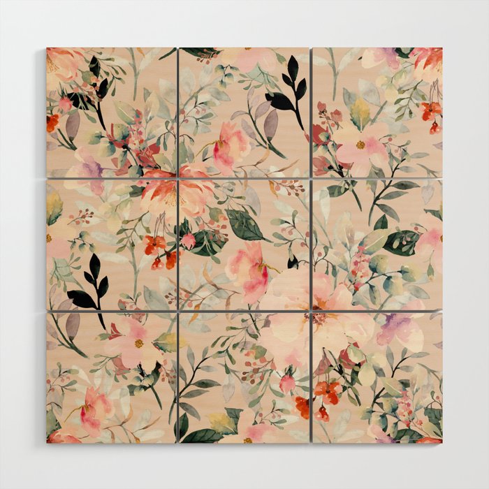 Cottagecore Summer Watercolor Floral Prints Wood Wall Art Gallery Image 1