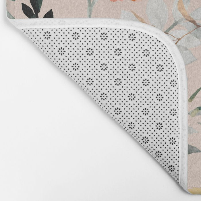 Cottagecore Summer Watercolor Floral Prints Bath Mat Gallery Image 2