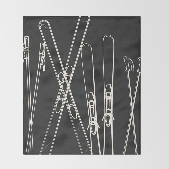 Minimal Skis 1 Throw Blanket Gallery Image 2