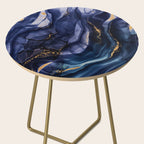 Midnight Dark Blue Marble Alcohol Ink Marble Art Flashes Side Table Gallery Image 2