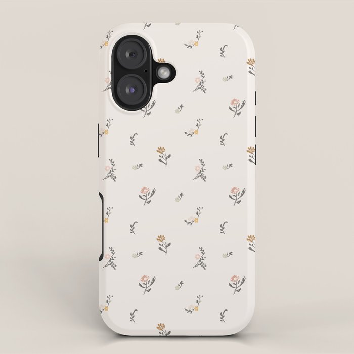 Sweet Pea Ditsy Floral - Pink, Charcoal, Mustard, Sage iPhone Case Gallery Image 1