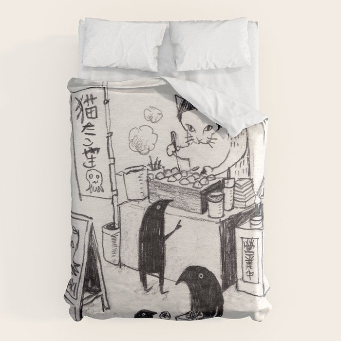 Takoyaki cat Duvet Cover