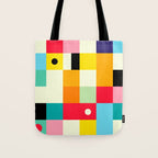 Geometric Bauhaus Pattern | Retro Arcade Video Game | Abstract Shapes Tote Bag Gallery Image 1
