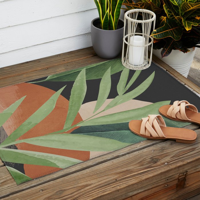 Tropical Leaves 6 Outdoor Rug Gallery Image 2