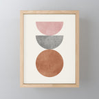 Woodblock Pink Brown Mid century modern Mini Art Print Gallery Image 1