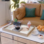 Woodblock Pink Brown Mid century modern Serving Tray Gallery Image 2