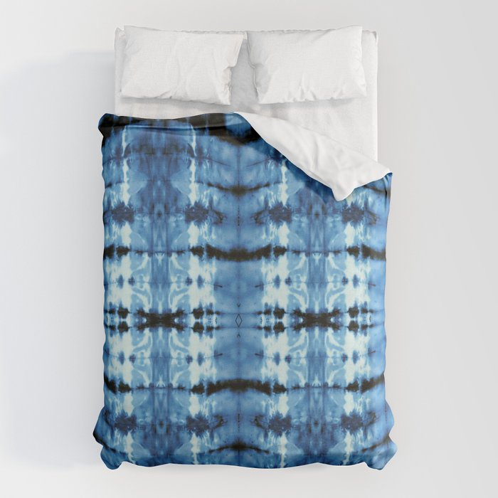 Indigo Satin Shibori Duvet Cover Gallery Image 6