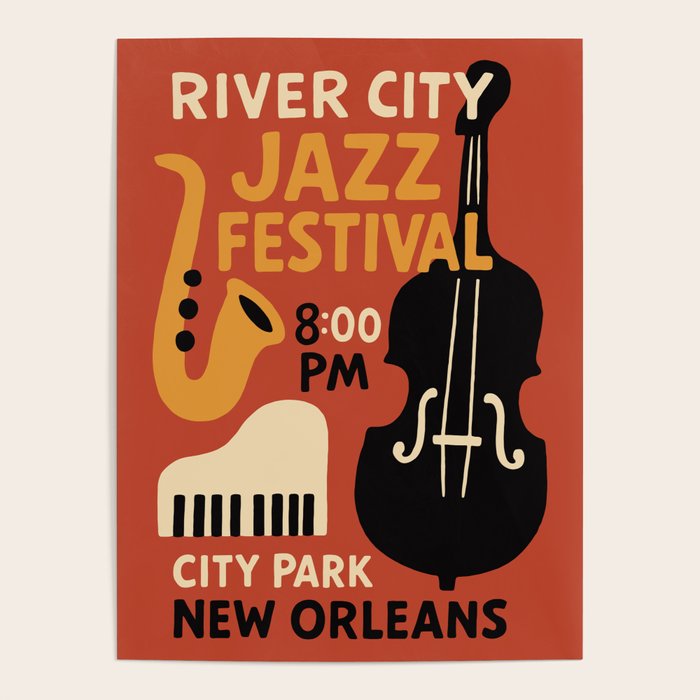 River City Jazz Festival Retro Poster Poster Gallery Image 4