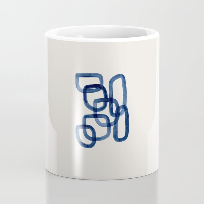 EnShape by Ejaaz Haniff 'Navy Nesting Ovals' Mid Century Modern Minimal Minimalist Watercolor Abstract Funky Fun Style Coffee Mug Gallery Image 4
