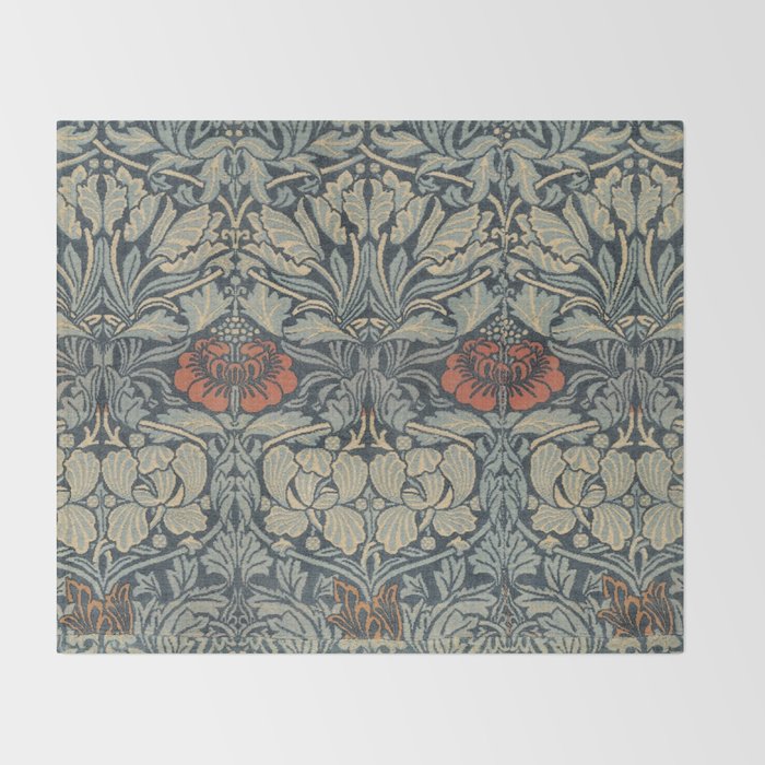 Vintage William Morris Tulip and Rose Throw Blanket Gallery Image 2
