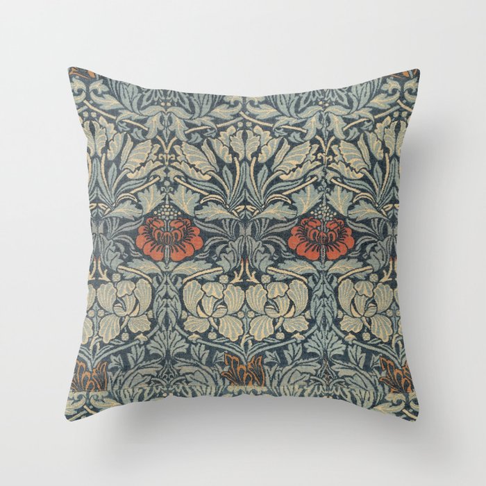 Vintage William Morris Tulip and Rose Throw Pillow Gallery Image 6