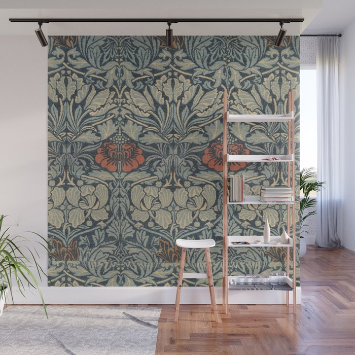 Vintage William Morris Tulip and Rose Wall Mural Gallery Image 1