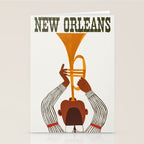 New Orleans Jazz Trumpet Player Vintage Art Stationery Card Gallery Image 2