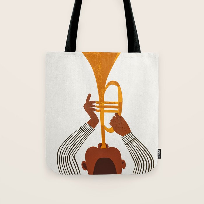 New Orleans Jazz Trumpet Player Vintage Art Tote Bag Gallery Image 1