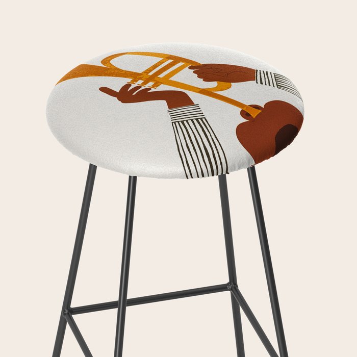 New Orleans Jazz Trumpet Player Vintage Art Stool Gallery Image 2