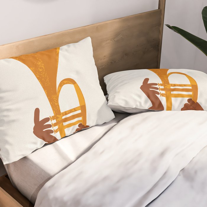 New Orleans Jazz Trumpet Player Vintage Art Pillow Sham Gallery Image 2