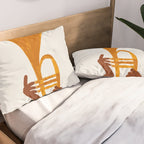 New Orleans Jazz Trumpet Player Vintage Art Pillow Sham Gallery Image 2