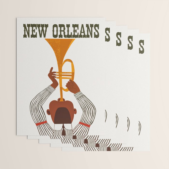 New Orleans Jazz Trumpet Player Vintage Art Wrapping Paper Gallery Image 3
