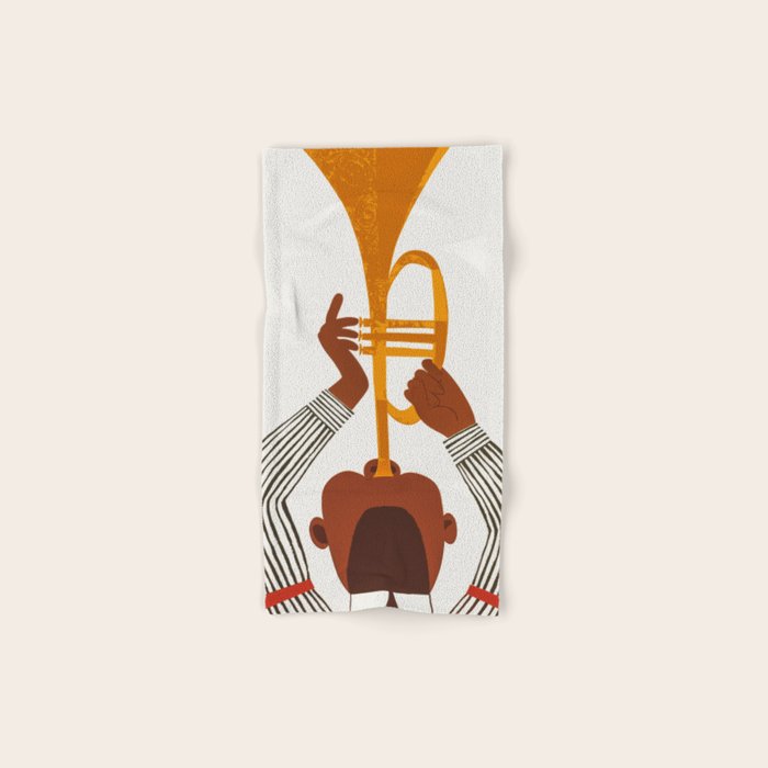 New Orleans Jazz Trumpet Player Vintage Art Bath Towel Gallery Image 1